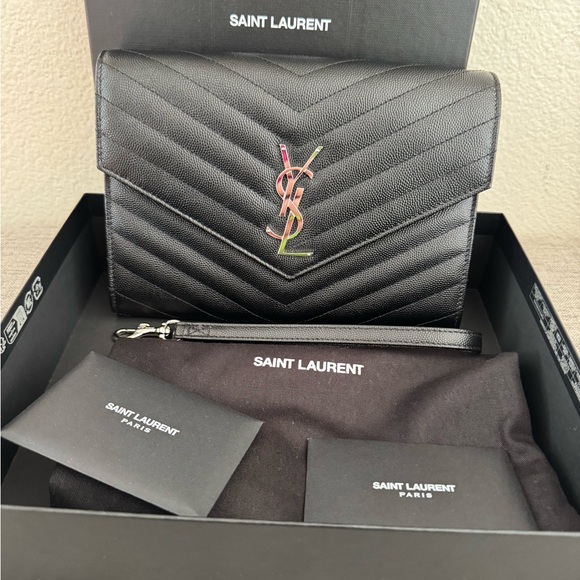 Saint Laurent Black clutch pouch wristlet - Picture 1 of 8